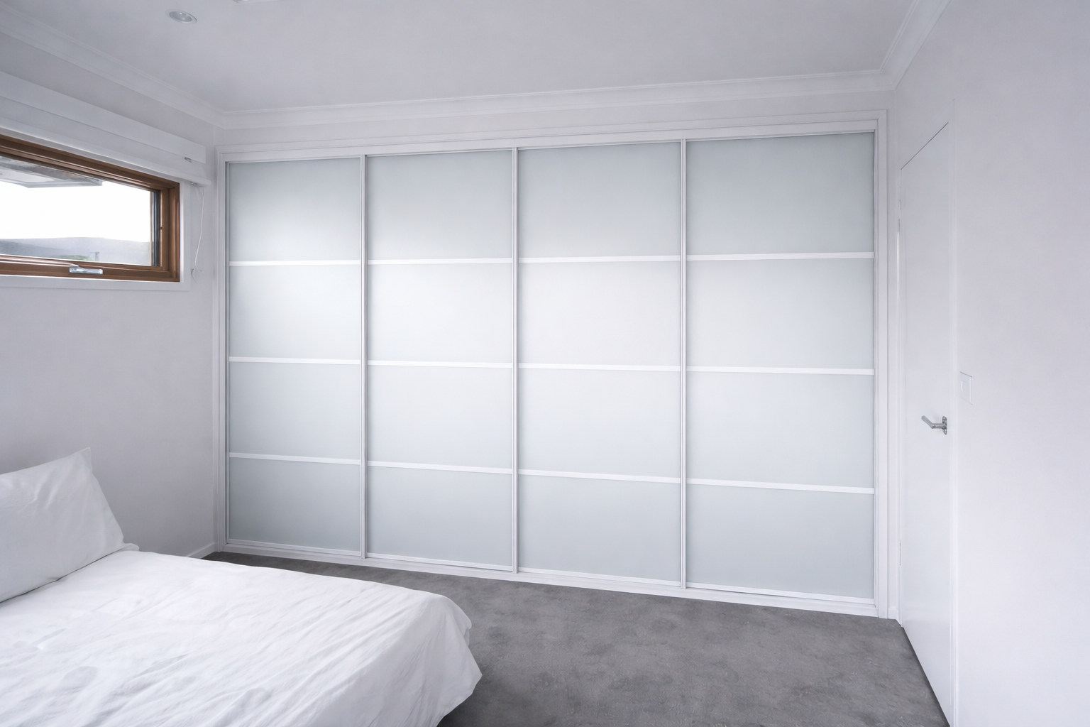 Split Panel Frosted Glass Sliding Wardrobes | Sydney Installation
